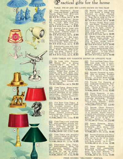 Vintage Simpsons advertisement for airplane lamps and other gifts from 1950